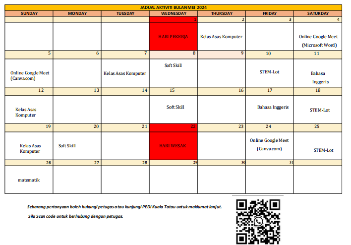 JADUAL BULAN MEI 2024