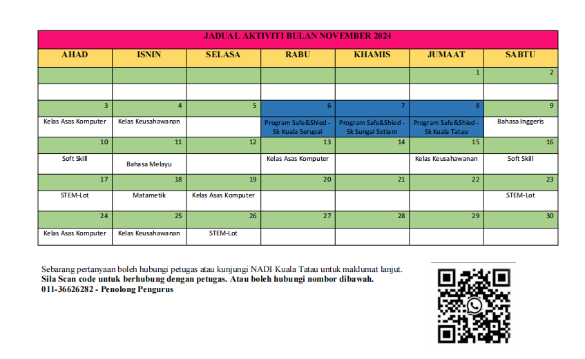 JADUAL BULAN NOVEMBER 2024